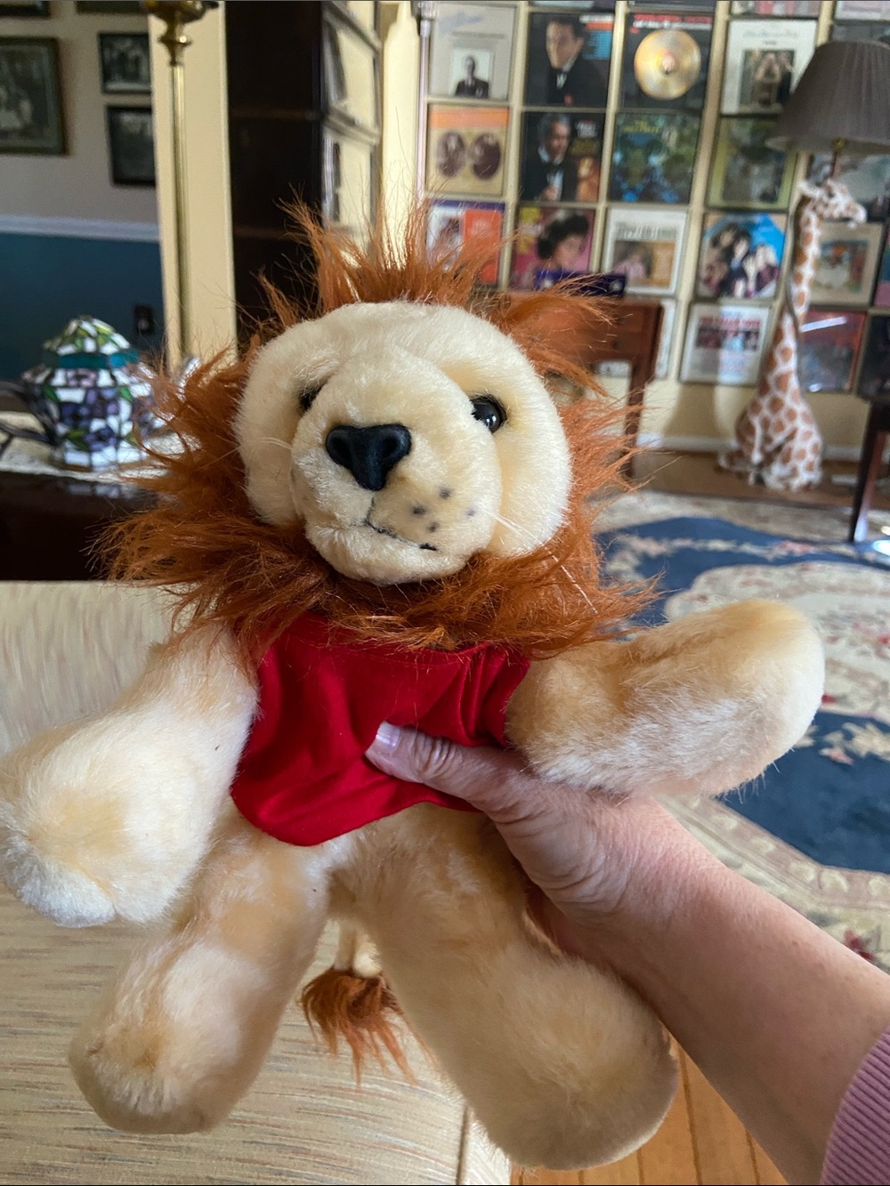 Plush Cornell Lion Stuffed Animal Toy - Tan with Red Shirt